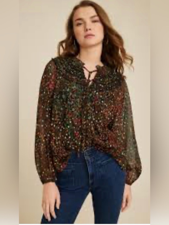 Maurices Tops - MAURICES Floral Peasant Tie-Neck ruffle Top 2X